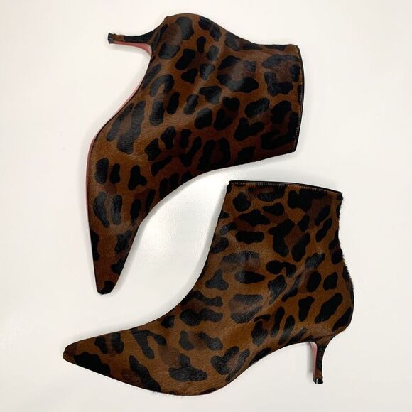 Christian Louboutin So Kate 55 Ankle Booties EU 39.5 US 9.5 Leopard Pony Heels - Picture 5 of 9